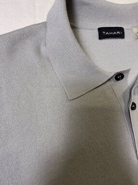 Tahari Men's Gray Knit Polo Shirt Size M